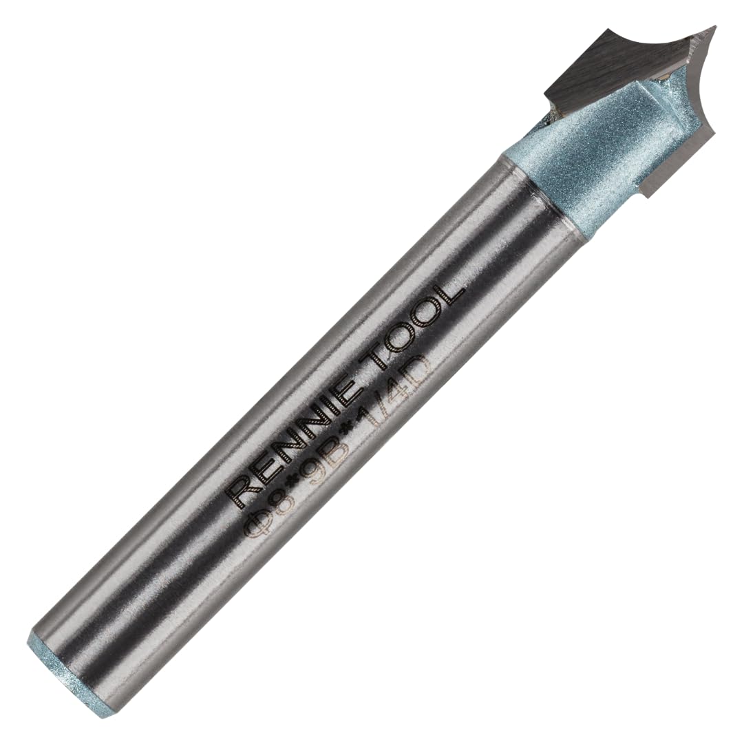 Rennie Tools - 8mm Cut x 4mm Rad x 1/4" Shank TCT Tungsten Carbide Tipped Roundover Router Bit / Point Cutting Round Over Bit, 2 Flute Carbide Tipped CNC Router Bit Corner Rounding Router