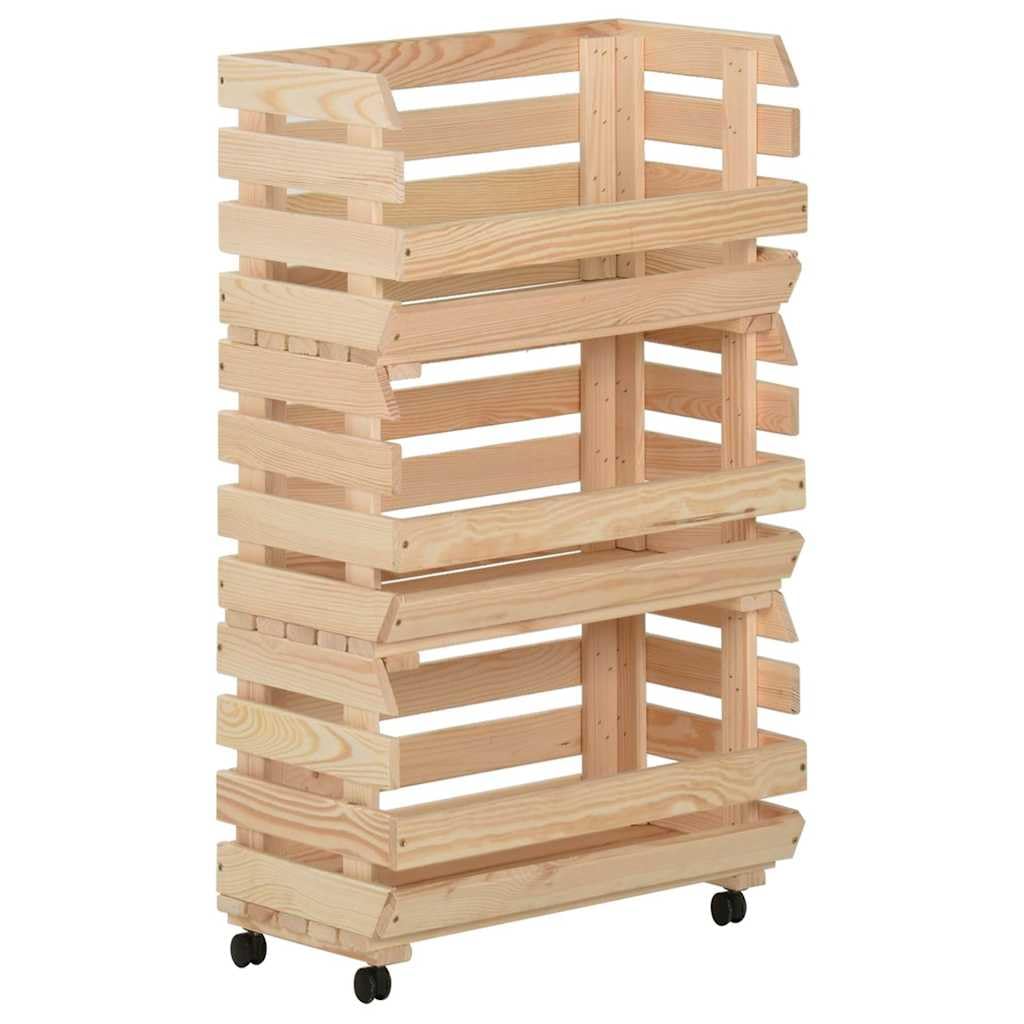 Carrello da cucina in legno di pino massiccio, 37 x 30 x 80 cm, con ruote, carrello rustico, versatile per cucina, sala da pranzo e soggiorno, ideale come carrello da portata e conservazione
