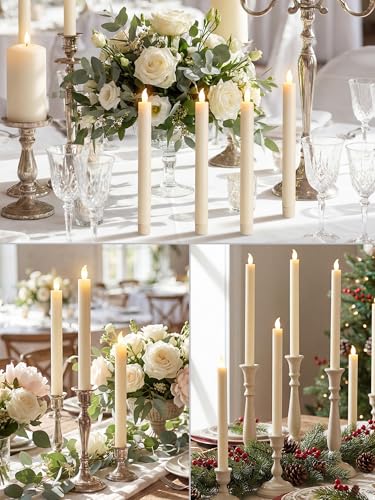 Funtery 48 Pcs Flameless LED Taper Candles Battery Operated Candles Bulk LED Candlesticks Flickering for Church Wedding Easter Graduation Party Decorations(Ivory,Modern Style) – Bild 6