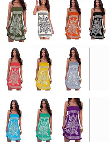Women's Strapleess Floral Print Beach Dress Summer Casual Cover Up Sundress Mini Beach Dresses Cover-ups Dress3