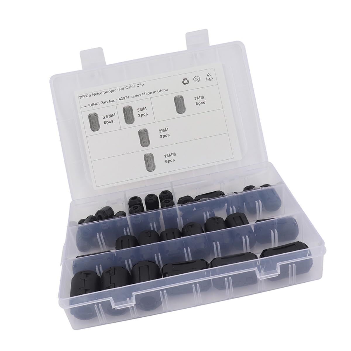SHERCHPRY 36pezzi Anelli di Ferrite Rimovibili con Clip per Filtro Disturbi Cavo Alimentazione Riduzione Interferenze Elettromagnetiche per Uso Domestico