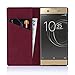 32ndShop 32nd Classic Series - Real Leather Book Wallet Case Cover for Sony Xperia XA1 Ultra, Real Leather Design with Card Slot, Magnetic Closure and Built in Stand - Burgundy