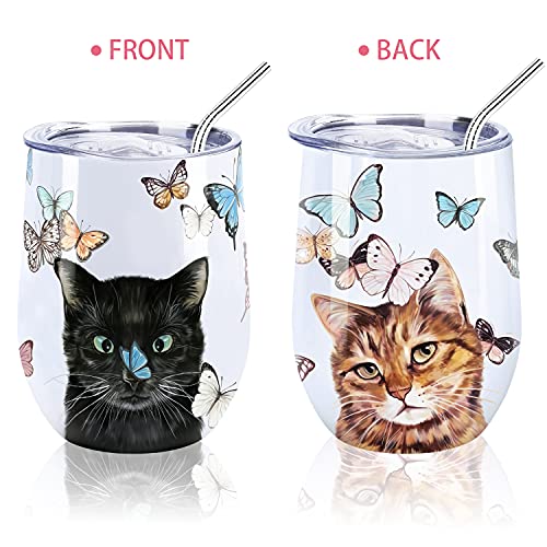 NymphFable 12oz Gato Taza Termica Cafe Para Llevar Taza Termo Acero Inoxidable Taza Personalizada - Imagen 3