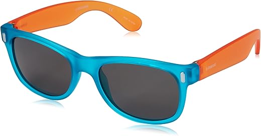 Polaroid Sunglasses Boy's P0115s Polarized Rectangular Sunglasses, B-BLUE ORANGE, 46 mm