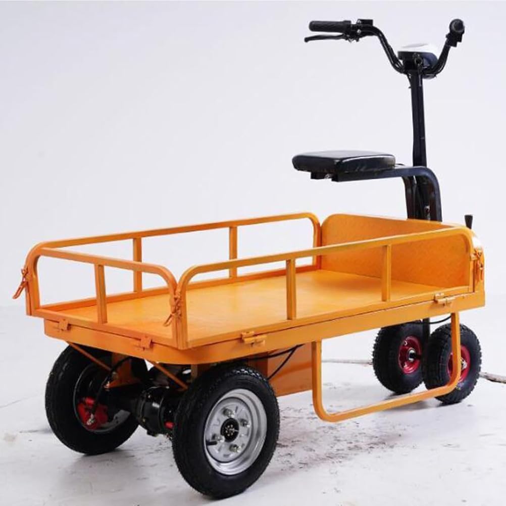 ZLZNX Elektro Pritschenwagen Tragbar Langlebig Transportwagen Mit Lenkbarer Luftbereifung Plattformwagen Transporthilfe Handwagen Klappbar 600kg Rollwagen,05