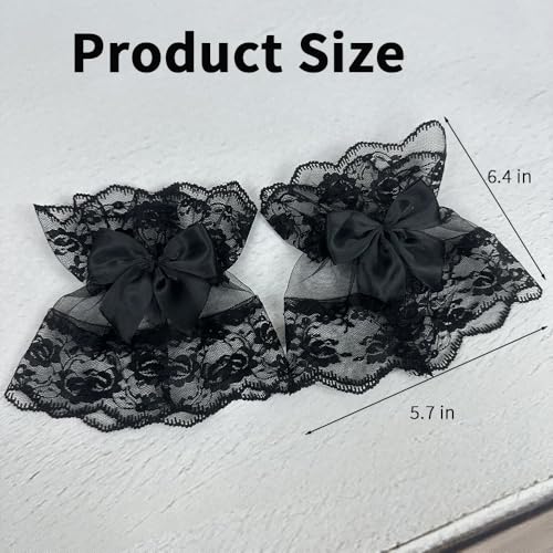 Women’s Lace Cuff Short Floral Lace Gloves Lolita Wrist Cuff with Bow Gothic Flower Mesh Cuff Elastic Sleeves Wedding Bridal Prom Gloves Halloween Costume Accessories for Cosplay Tea Party2