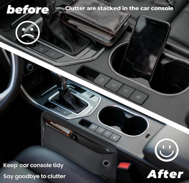 Miniatura 3 de Relleno de espacio para asiento de automóvil, organizador lateral universal de cuero de alta calidad para asiento delantero, caja de almacenamiento