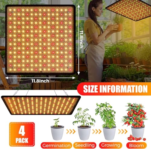 GREENSINDOOR 植物育成ライト led 植物 ライト 400W相当 暖色系 フルスペクトラム 植物用led パネル 省エネ 長寿命 水耕栽培ランプ 多肉植物育成 家庭菜園 室内園芸 野菜工場 説明書付き の商品画像 8