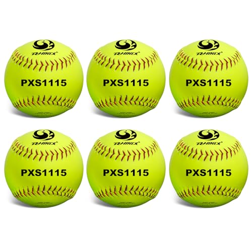 PHINIX Slow-Pitch Softballs Cork Core for Practice 11' & 12' Options (Box of 6, 11 Inch)