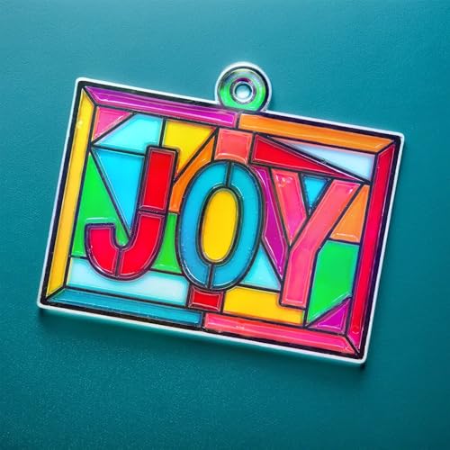joy stained glass suncatchers - craft supplies - 12 pieces
