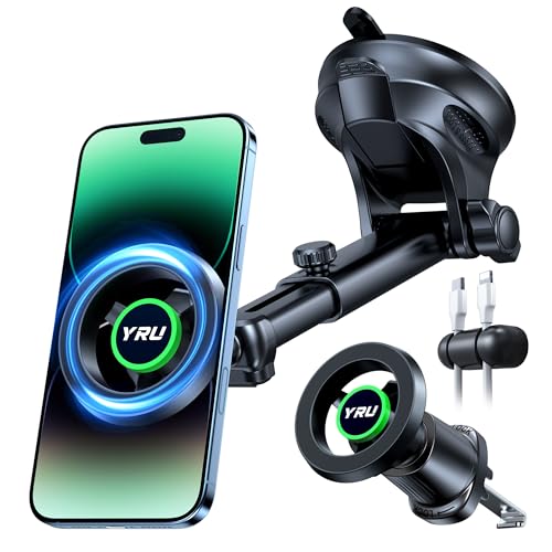 YRU [2026 Military-Grade] for Magsafe Car Mount [90+LBS Strong Suction] 360&deg; Adjustable Magnetic...