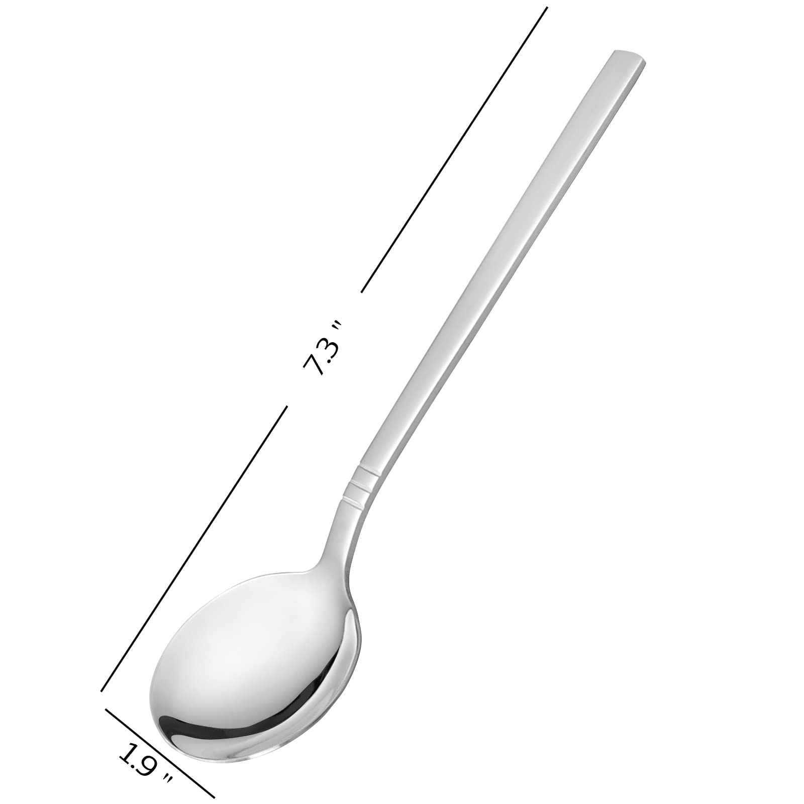 Cucharas de sopa de acero inoxidable, cuchara redonda de caldo de 12 piezas