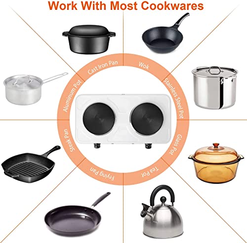 Teqhome Hot Plate, 2000W Portable Induction Cooktop Double Burner With Dual Control & 5 Level Temperature Control, Easy To Clean, Lightweight Cast Iron Electric Stove For Kitchen Camping Cooking, 110V #TOP3
