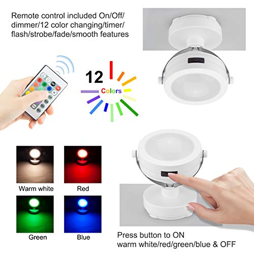 Hongut Picture Light Rechargeable, Led Accent Lights Indoor, Cordless Puck Light With Remote, 12 Color Changing 9 Led Spotlight With 360°Rotate Light Head, Stick On Art Light For Dartboard, Painting #TOP1