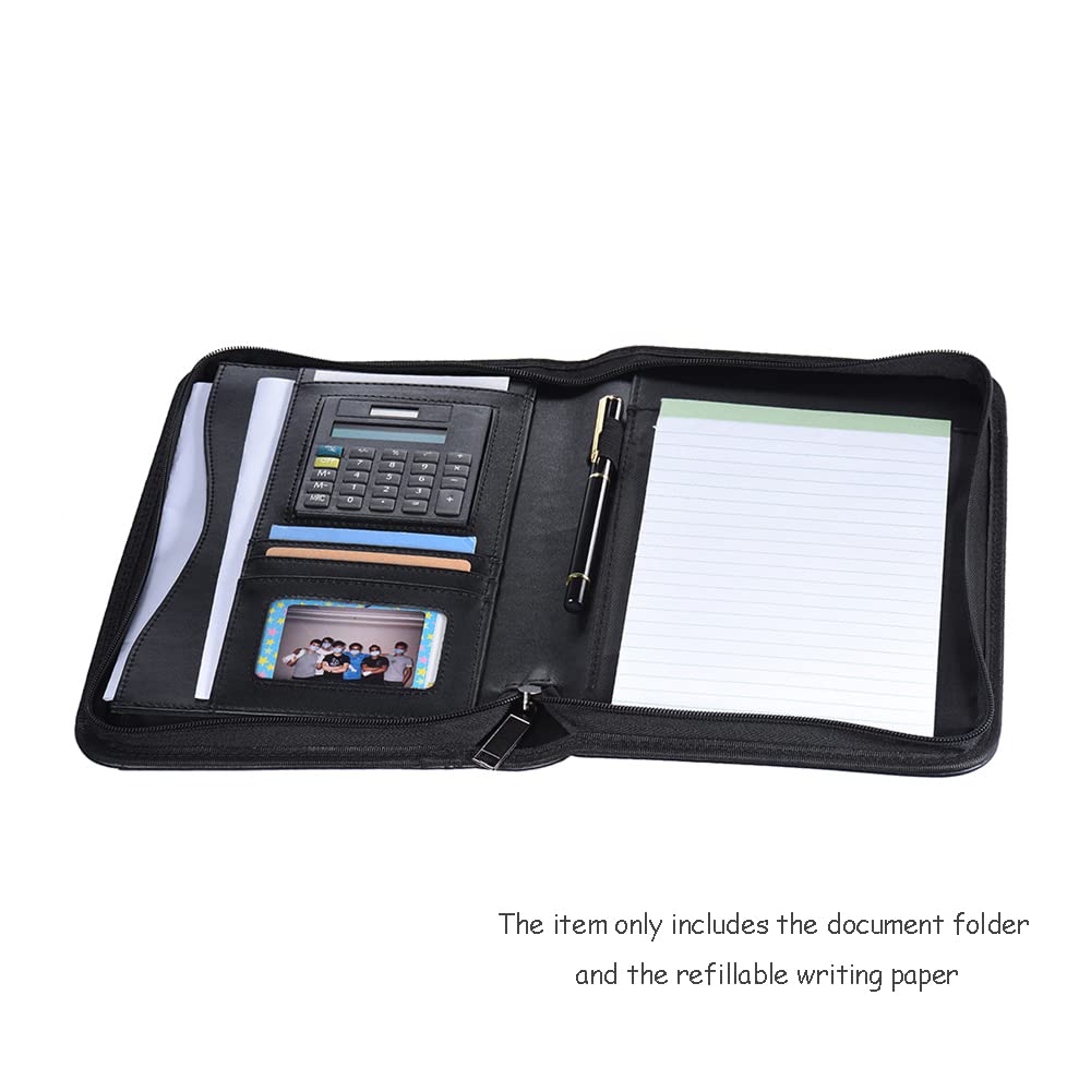 Cartella A5 Portatile Organizzatore Documenti PU per Ufficio con Calcolatore per Professionisti