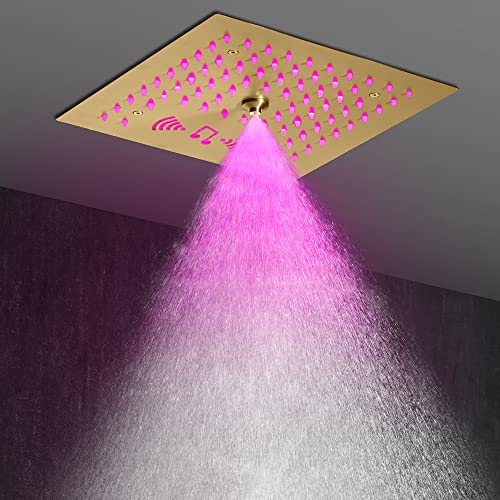 Cascada Luxury 12” Music LED shower system with built-in Bluetooth Speakers, 4 funciones (Cascada, Niebla, Jets de cuerpo y Duchador de mano) y Control Remoto 64 luces LED (Negro Mate) miniatura 3