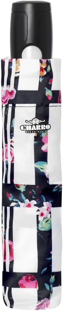 Floral Check White Folding Umbrella from Perletti Charro