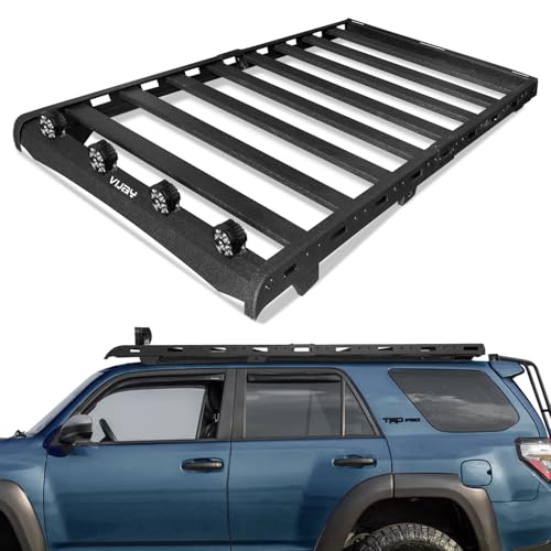 MARSITTER Hard Top Basket Roof Rack w/Ladder & 4 LED Lights Compatible with 2010 2011 2012 2013 2014 2015 2016 2017 2018 2019 2020 2021 2022 2023 2024 Toyota 4Runner 5th Gen