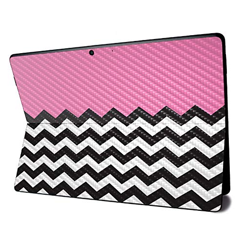 Image of MightySkins Carbon Fiber Skin for Microsoft Surface Pro X - Pink Chevron | Textured Carbon Fiber Finish | Easy to Apply, Remove, and Change Styles | Made in The USA