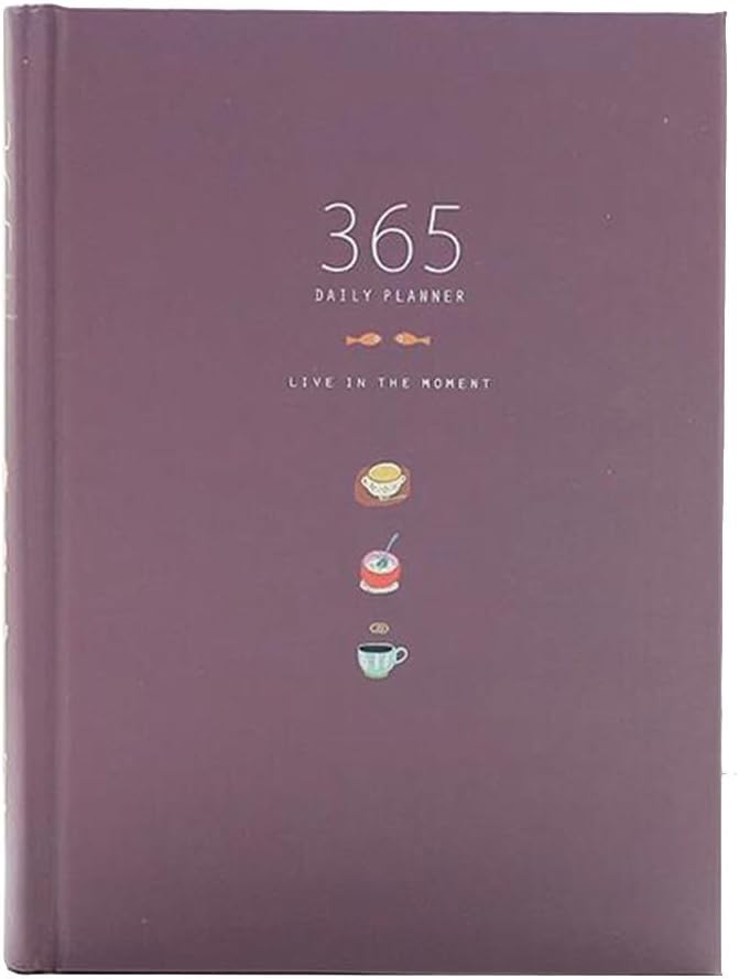 Cute 365 Days Planner Refills Daily Weekly Monthly Calendar Schedule Notebook Diary Bound To-Do-List Book Agenda Organizer School Stationery (Purple)