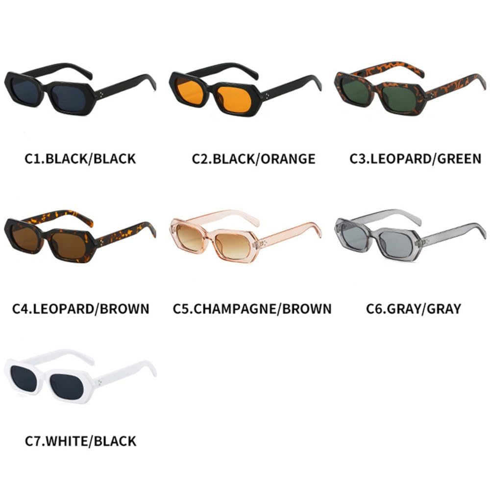 Polygonale Sonnenbrille mit schmalem Rahmen für Damen, Vintage, klein, rechteckig, Coole Sonnenbrille für Damen, klare Schattierungen, Brillen, UV400