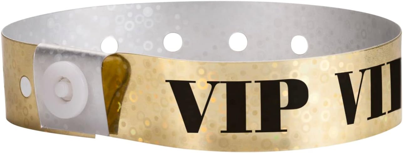 WristcoHolographic Gold VIP Plastic Wristbands