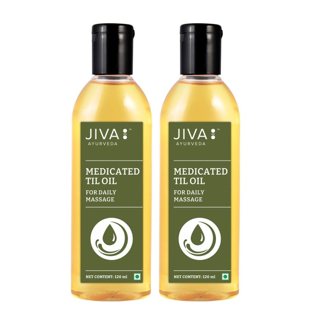 Jiva Medicated Til Oil 120 ml | Ayurvedic Oil Made of Pure Herbs | Relieves Joint And Muscle Pain, Stiffness And Tremors | Pacifies Vata Dosha (Pack of 2) (B0CKBWGH6T) Amazon Price History, Amazon Price Tracker