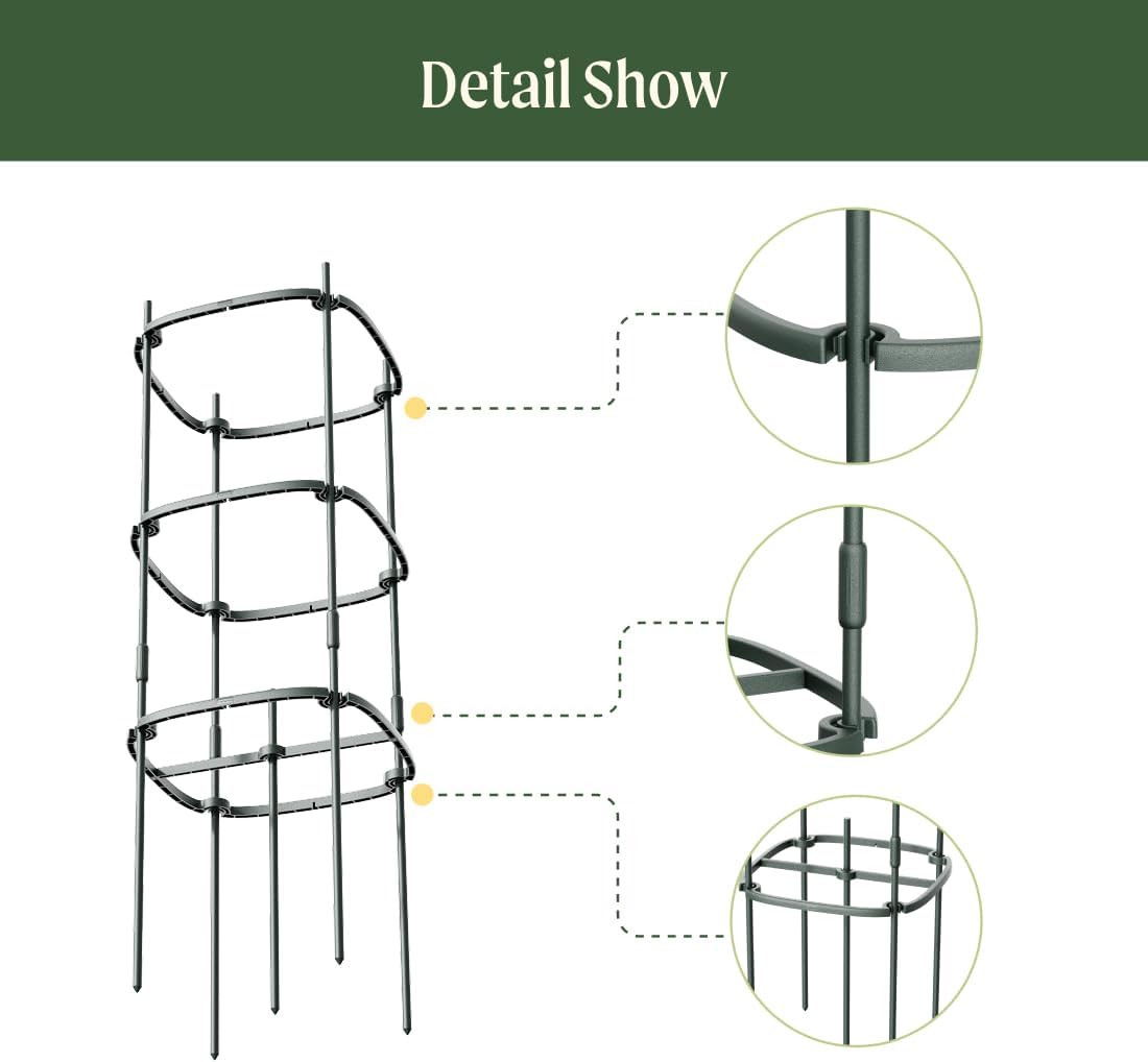 Vego Garden Tomato Cage Tomato Tower 3 Tier for Garden & Pots, Rust-Resistant Tomato Stakes Heavy Gauge Plant Cage Trellis Support for Climbing Vegetables Plants