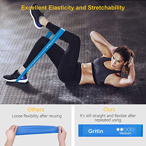 Resistance Bands,Gritin Exercise Bands Loop Bands with Instruction Guide and Carry Bag - Pack of 5 Different Resistance Levels Elastic Bands for Working Out, Exercise,Gym,Training,Yoga - Image 5