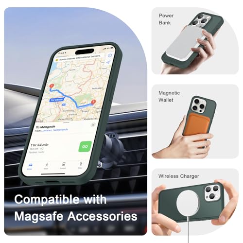 Image of YENAPOON for iPhone 15 Pro Max Case, Matte Magnetic Phone Cover [with 1 Screen Protector] [Support for MagSafe] [Shockproof Military Grade Protection] Translucent Frosted Back, Gray