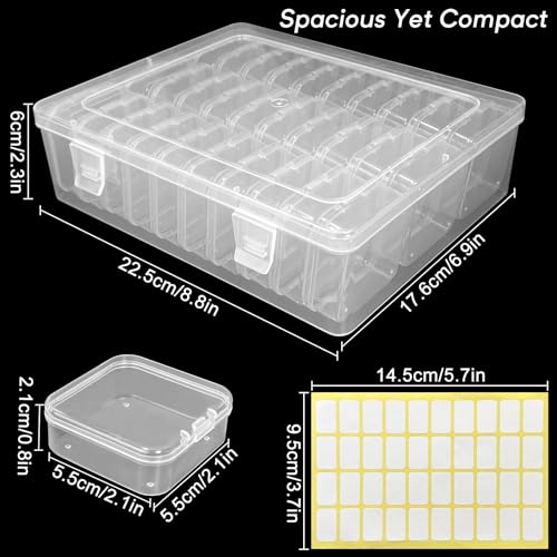 Bead Organizer Box – Small Bead Storage Containers, Mini Clear Plastic Storage Boxes with Hinged Lids, Rectangle Craft Case for Jewelry, DIY Beading, Nail Art, and Small Parts (93 PCS)