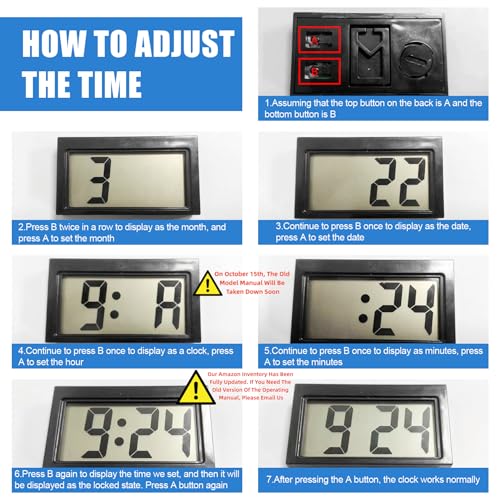 Image of Shudyear Small Digital Clock, with Jumbo LCD Time & Day Display,Mini Automotive Small Digital Clock Battery Operated for Desktop Nightstand Pocket Car Truck Dashboard & Air Vent (12, Black)