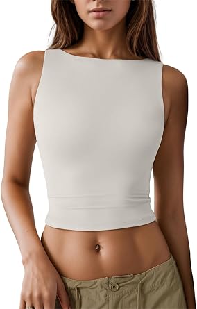 Womens Sleeveless Tank Crop Top Summer Sexy High Neck Y2k Slim Fit Casual Cropped Tee Tops Shirts