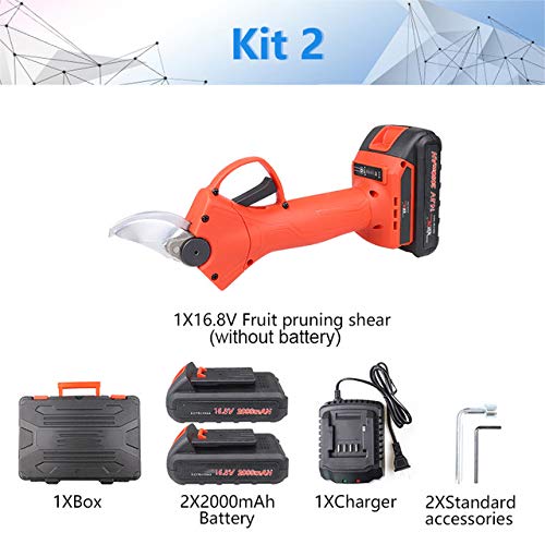 WUAZ 16.8V Cordless Pruner Lithium-Ion Pruning Shear Efficient Fruit Tree Bonsai Pruning Electric Tree Branches Cutter Landscaping,kit2