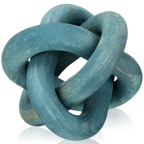 Yalikop 3 Link Wood Knot Decor - Hand Carved Coffee Table Decoration, Boho Chain Link Decor, Modern...