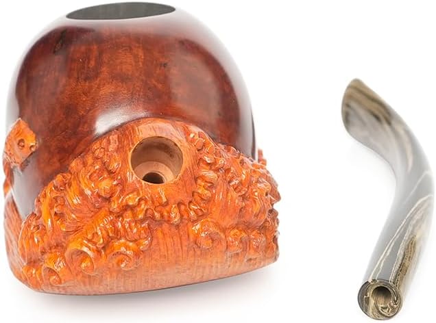 Heysong Pipes Handmade in Mediterranean Briar Pipe - Delicately Hand-Carved Animal Shapes Design Collectible (H70223Q3W1K)
