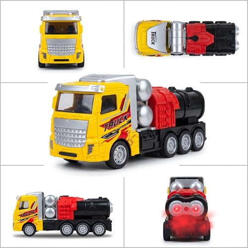 Image of Die Cast Smoke Tanker Truck Toy for Kids with Real Smoke Effect, Light and Sound, Pull Back Action, Metal Head Body Heavy Vehicle Toy for Boys and Girls, Battery Operated Truck Toy