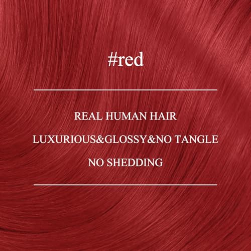 Image of YoungSee Nano Bead Hair Extensions Human Hair Red Long Hair Nano Ring Hair Extensions 24 Inch Nano-Link Human Hair Extension Red Nanoring Hair Extension Colored for Party 25g 25 Strands