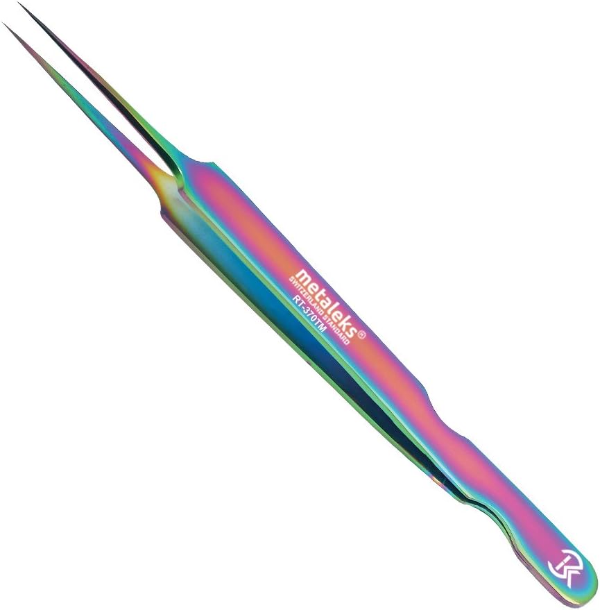 6PCS Eyelash Extension Tweezers In Magnetic Kit (Multi Titanium Coated)