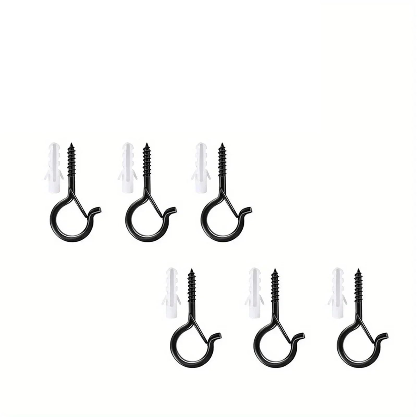 Baynopurin One Color Outdoor Light Hook Hanger Hooks With Safety Buckle,Windproof Screw For Hanging Outdoor String Lights,Ceiling Plants,Christmas(6 Pcs)