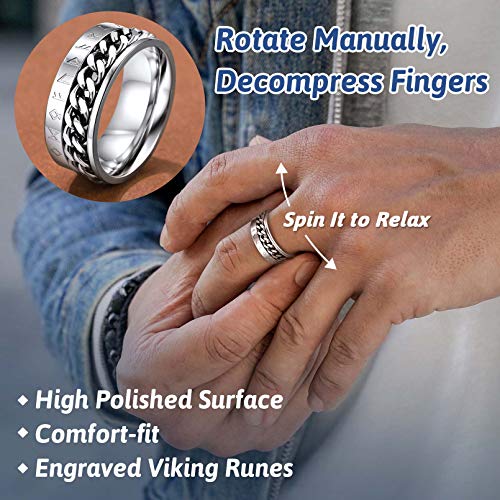 FaithHeart Norse Viking Spinner Runes Ring Stainless Steel/Gold Plated Rotatable Band Rings for Men Women- Can Personalized Engrave3