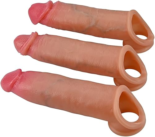 Miniatura 8 de SXOVO Consoladores realistas de silicona líquida para el pene, 3 piezas para el pene, juguete sexual realista de vetas y glande para pene, juguete