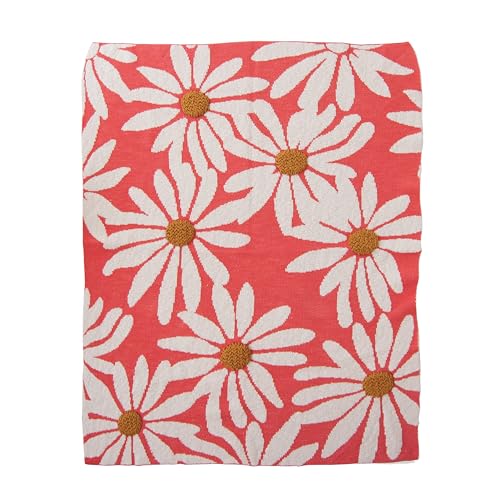 Image of Creative Co-Op Beautiful Cotton Knit Baby Blanket with Flower Prints, Multicolor