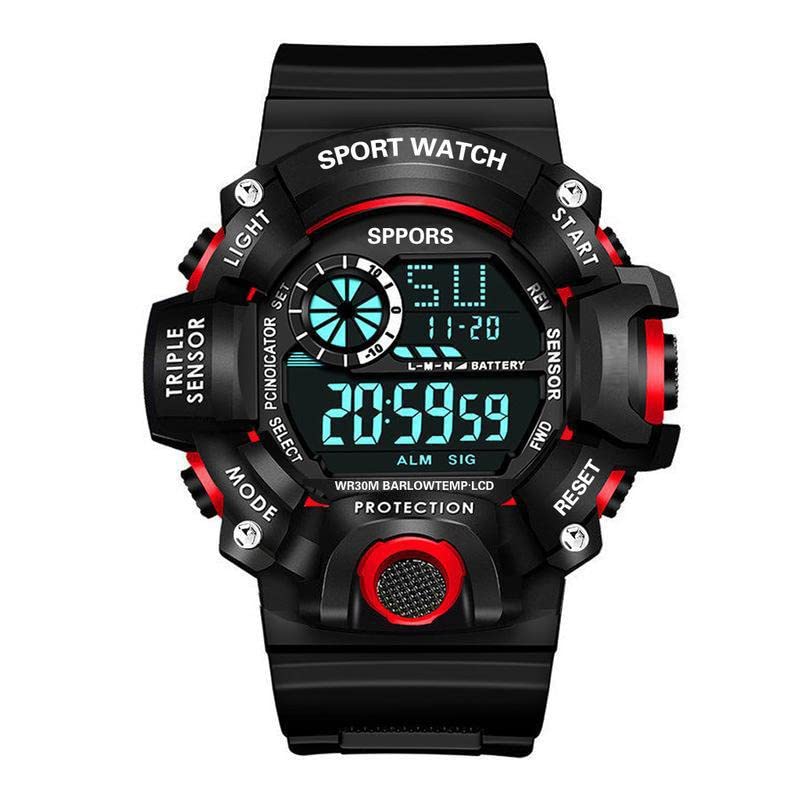 GOLDENIZE FASHION Digital Sports Multi Functional Waterproof Chronograph Black Dial Watch for Boys and Mens (Red) (B09ZPYQ1V9) Amazon Price History, Amazon Price Tracker