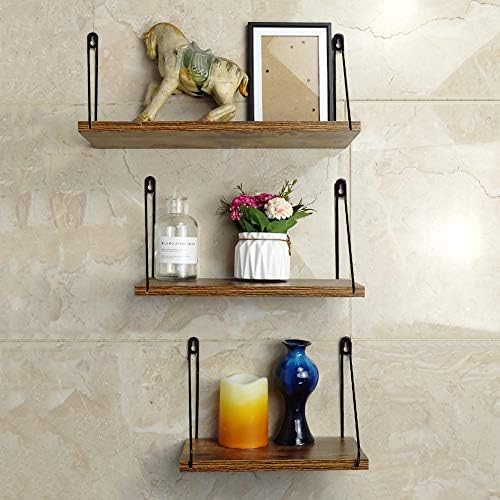 Amazon Brand - Umi Rustic Floating Shelf Metal Wire Wall Mounted Storage Shelves for Living Room Kitchen Office, 3 Pack