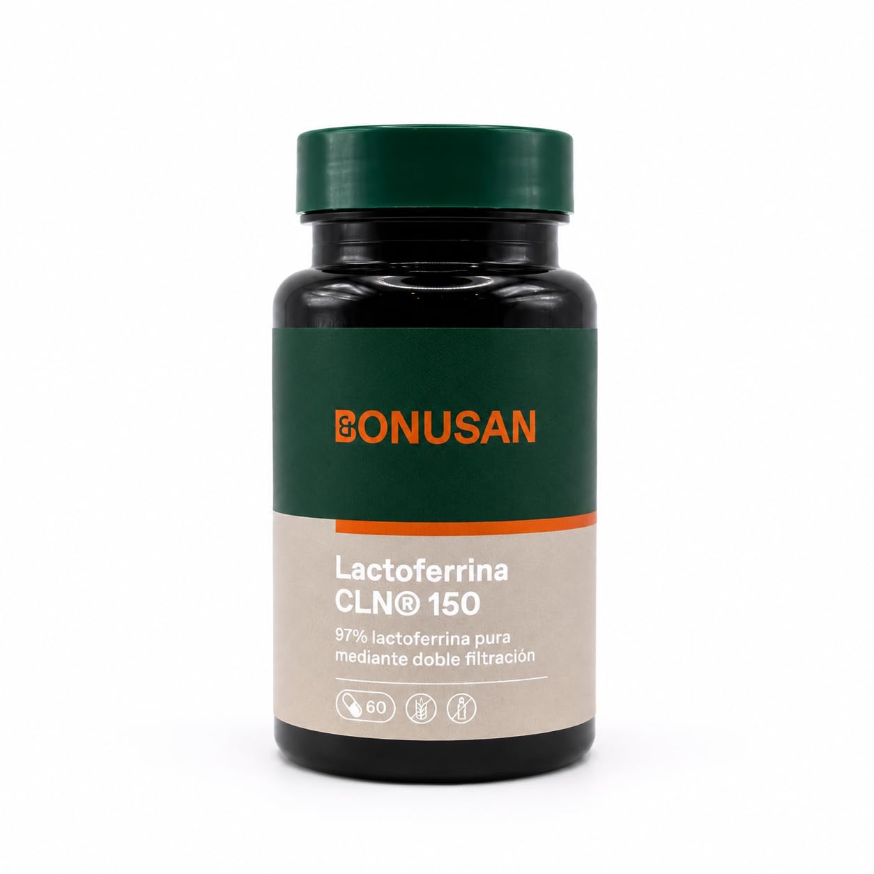 Bonusan Lactoferrina CLN 150 – 60 Cápsulas – 150 mg por Cápsula – 97% Lactoferrina Pura mediante Doble Filtración – Sin Excipientes Añadidos