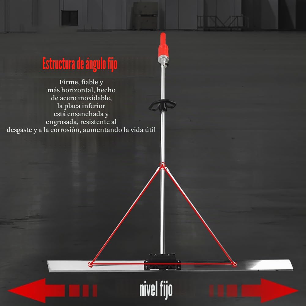 Traílla Eléctrica para Hormigón, Regla Vibratoria para Hormigón De 1200 W, Dos Baterías De Litio De 6000 MA, Traílla De Acero Inoxidable De 150 Cm, para Ahorrar Mano De Obra, Tiempo