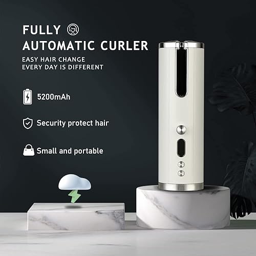 Miniatura 6 de Rizador de pelo rizador automático con ajustes de temporizador de pantalla LCD ajustable USB inalámbrico recargable para viajes hogar A