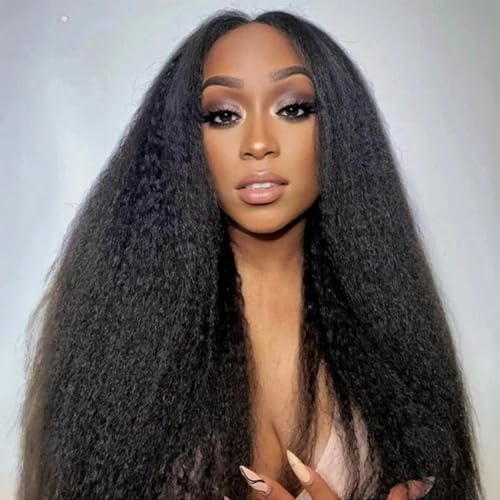 Image of ISEE Glueless Wigs Human Hair 7x5 Lace Kinky Straight Wig For Women 22 Inch