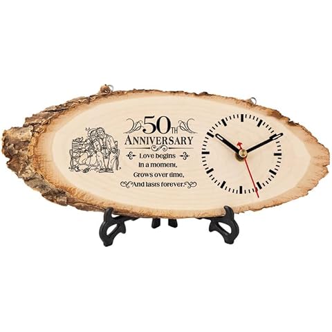 BeauGift 50th Anniversary Couple Gifts, 50th Anniversary Unique Gift for Couple Her Him, 50th Anniversary Wedding Gifts for Parents, Happy 50th Anniversary Wedding Gifts for Husband Wife Wooden Clock Cover